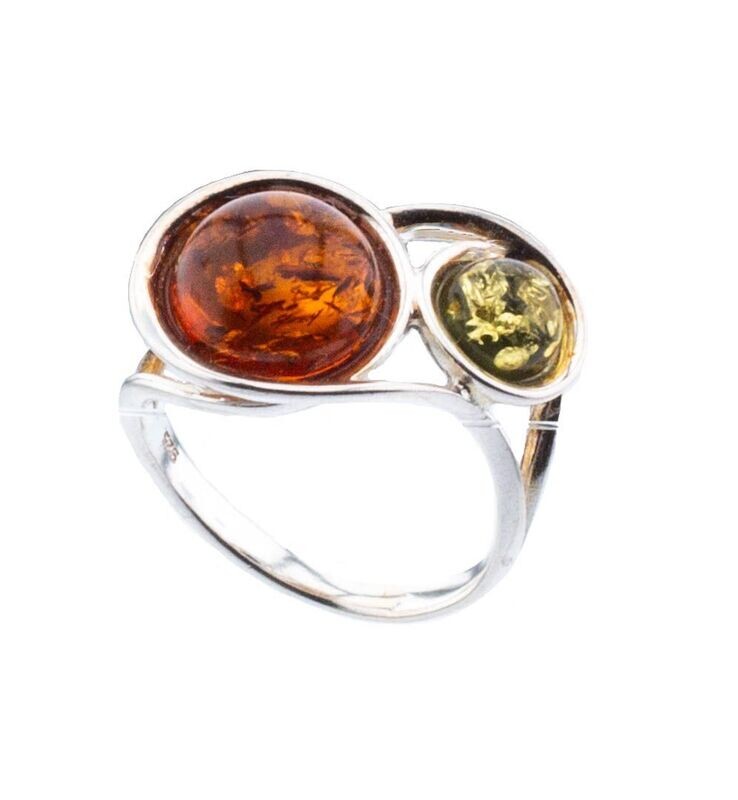 Bernstein Ring mit Silber 925