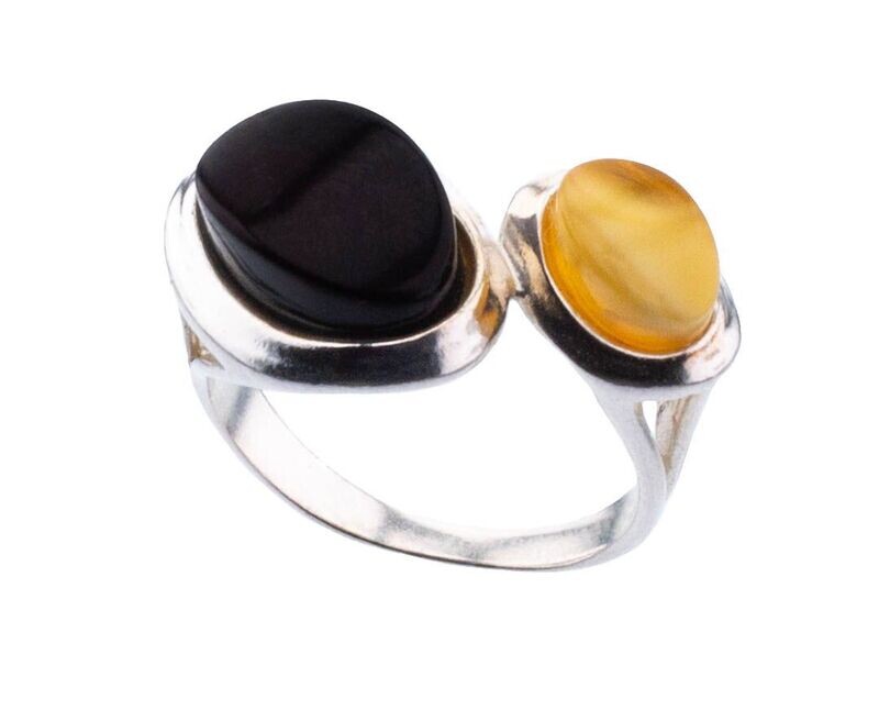 Bernstein Ring mit Silber 925