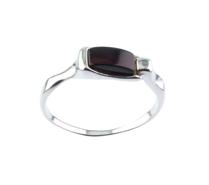 Bernstein Ring mit Silber 925