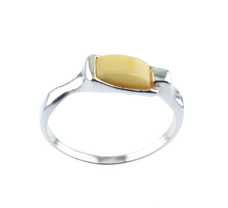 Bernstein Ring mit Silber 925