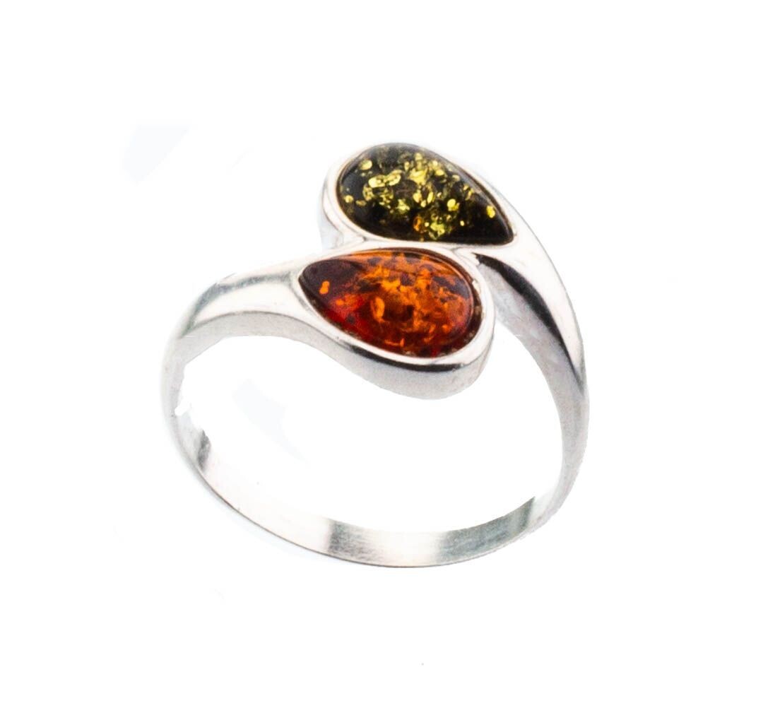 Bernstein Ring mit Silber 925