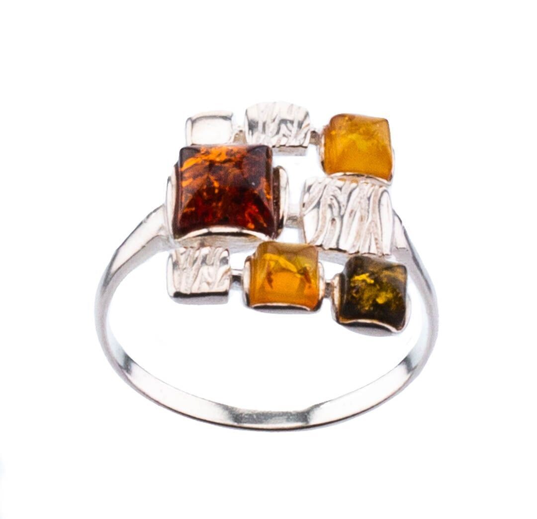 Bernstein Ring mit Silber 925