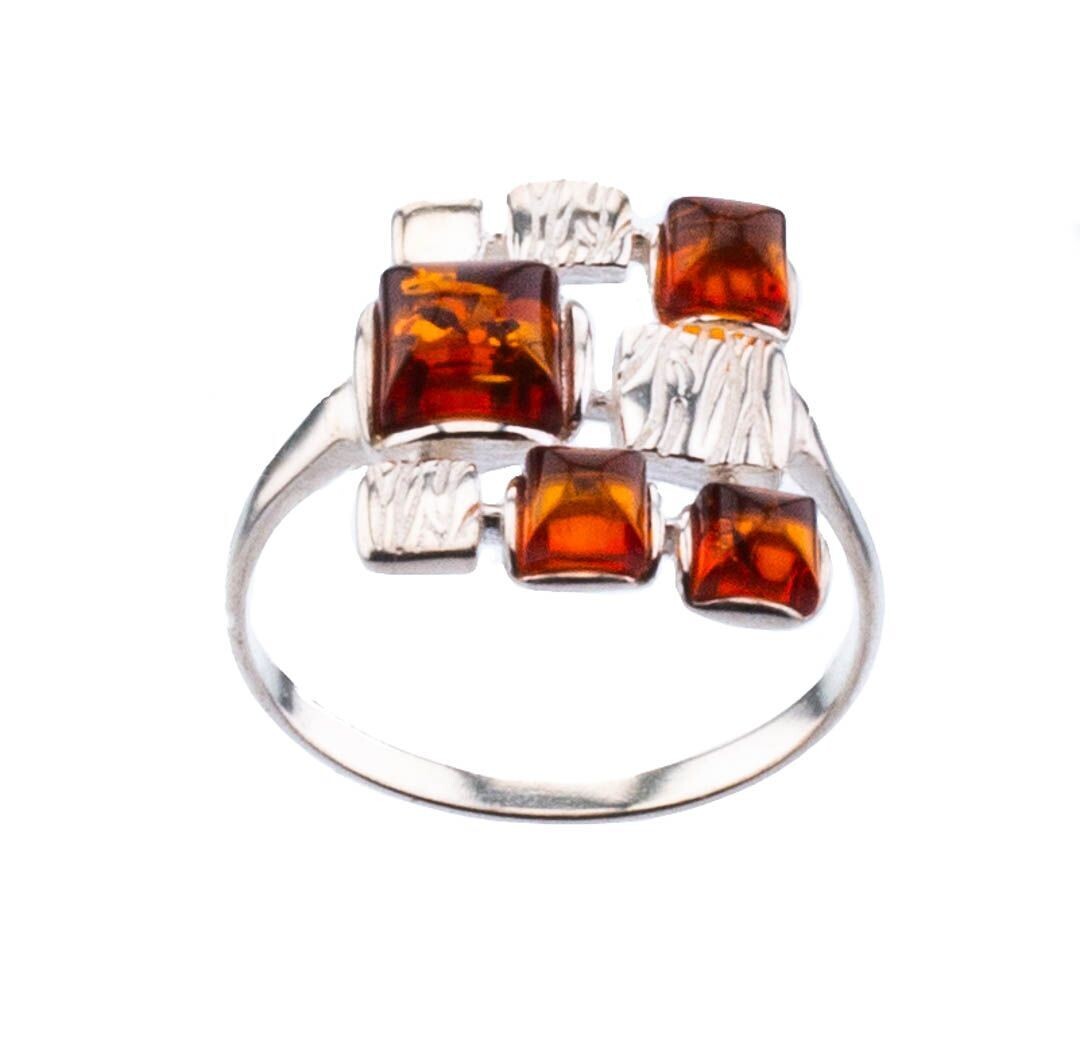 Bernstein Ring mit Silber 925