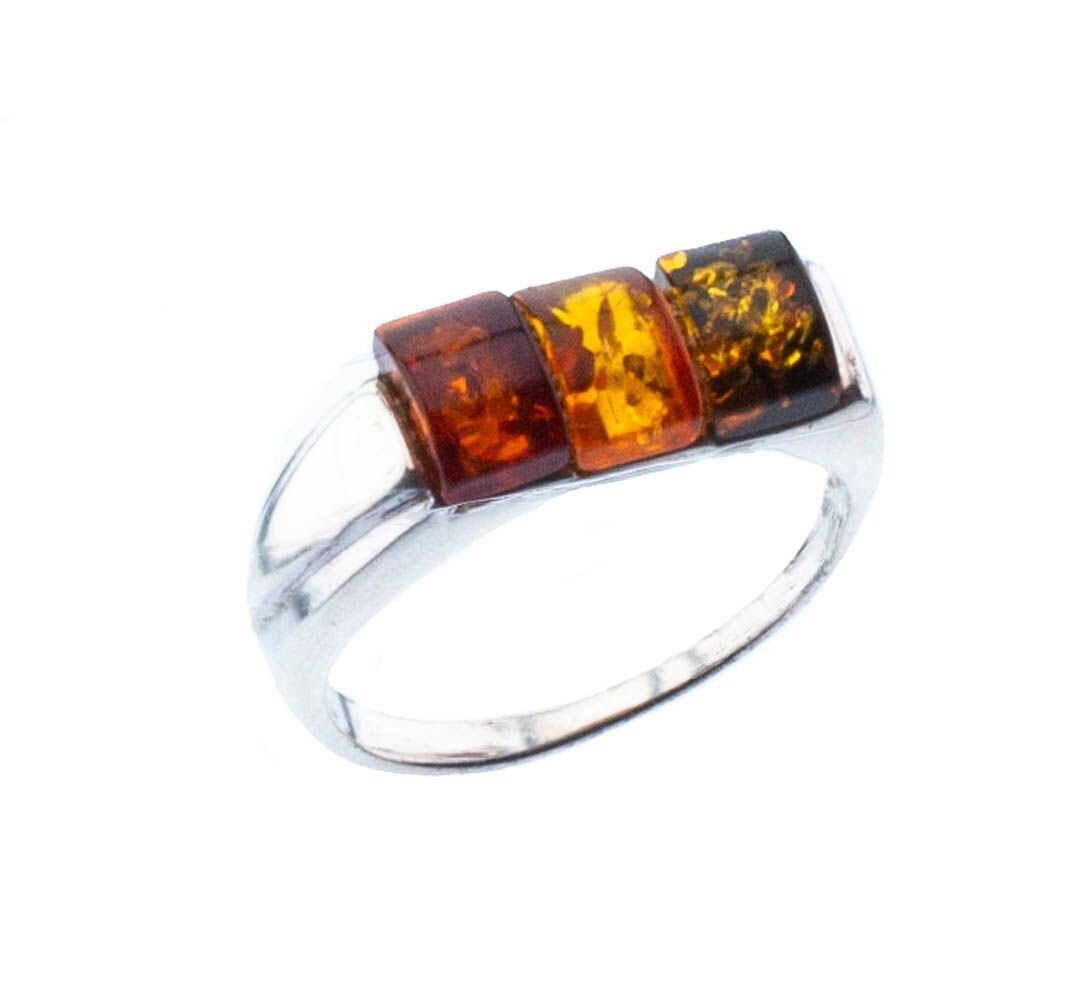 Bernstein Ring mit Silber 925