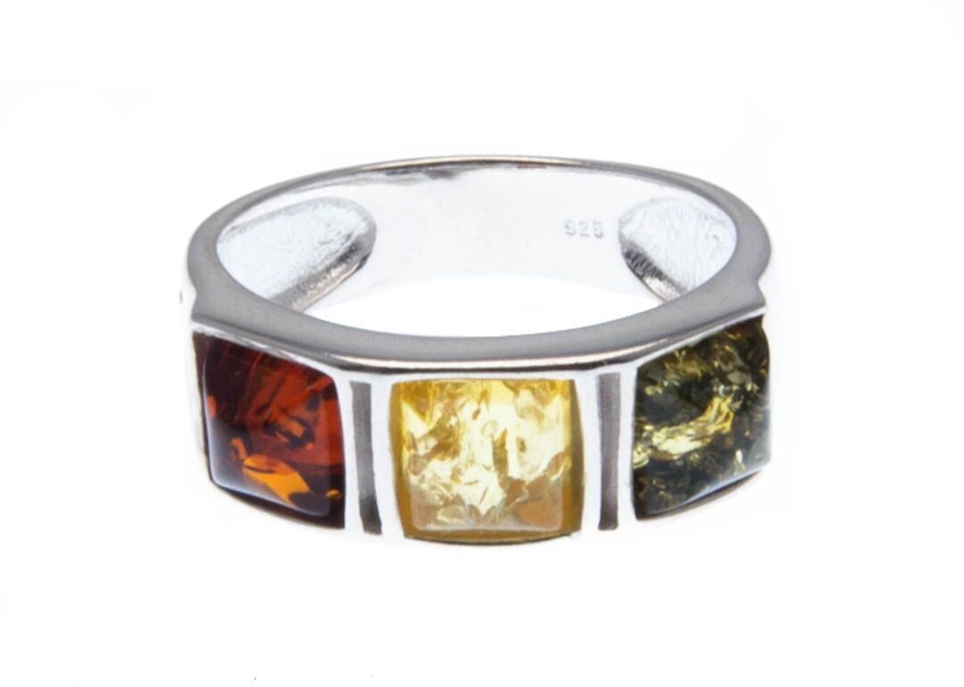 Bernstein Ring mit Silber 925