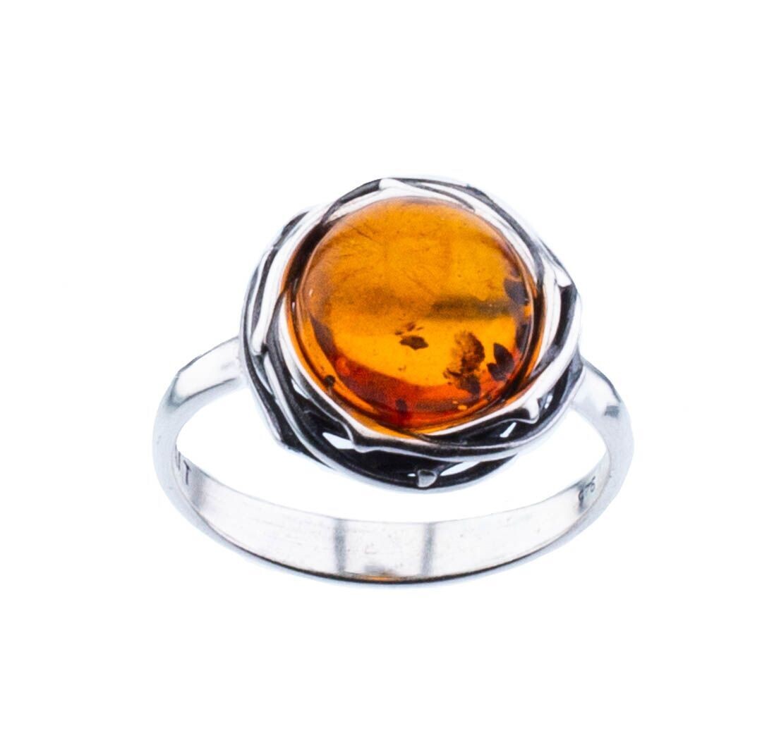 Bernstein Ring mit Silber 925