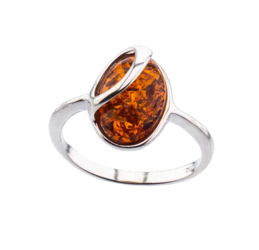 Bernstein Ring mit Silber 925