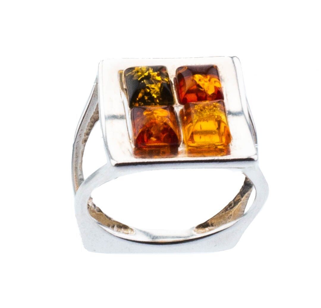Bernstein Ring mit Silber 925