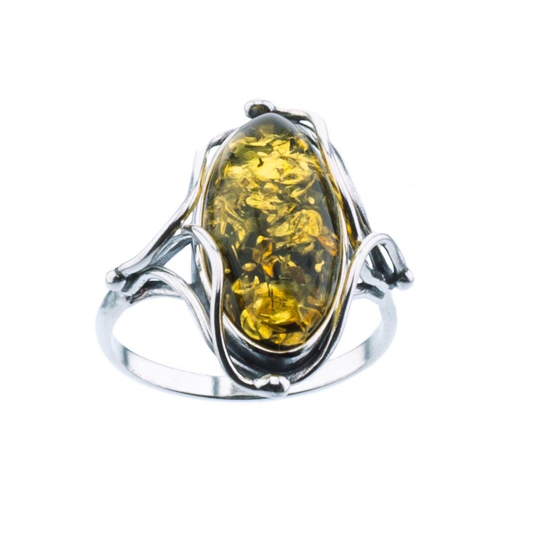 Bernstein Ring mit Silber 925
