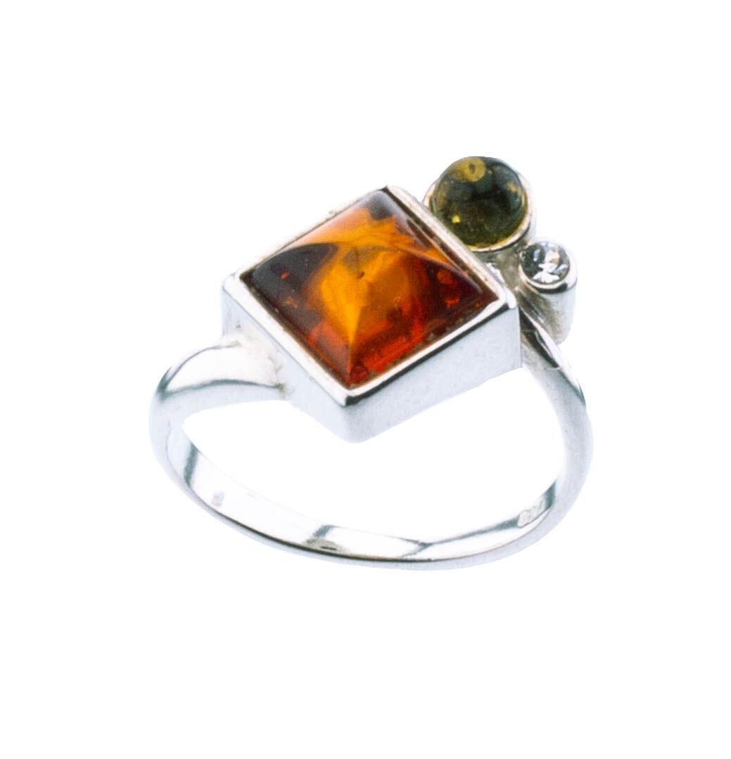Bernstein Ring mit Silber 925