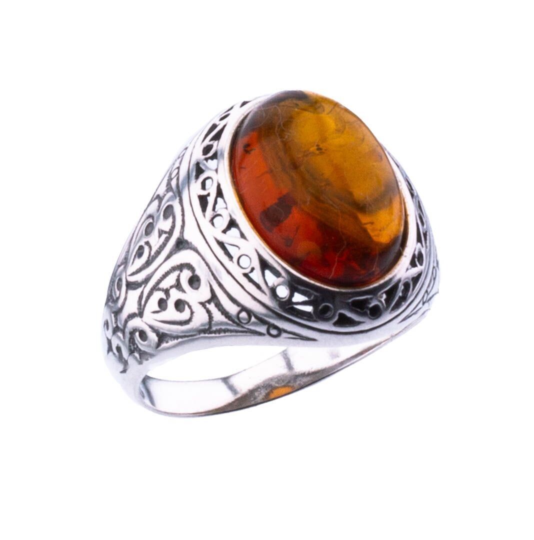 Bernstein Ring mit Silber 925