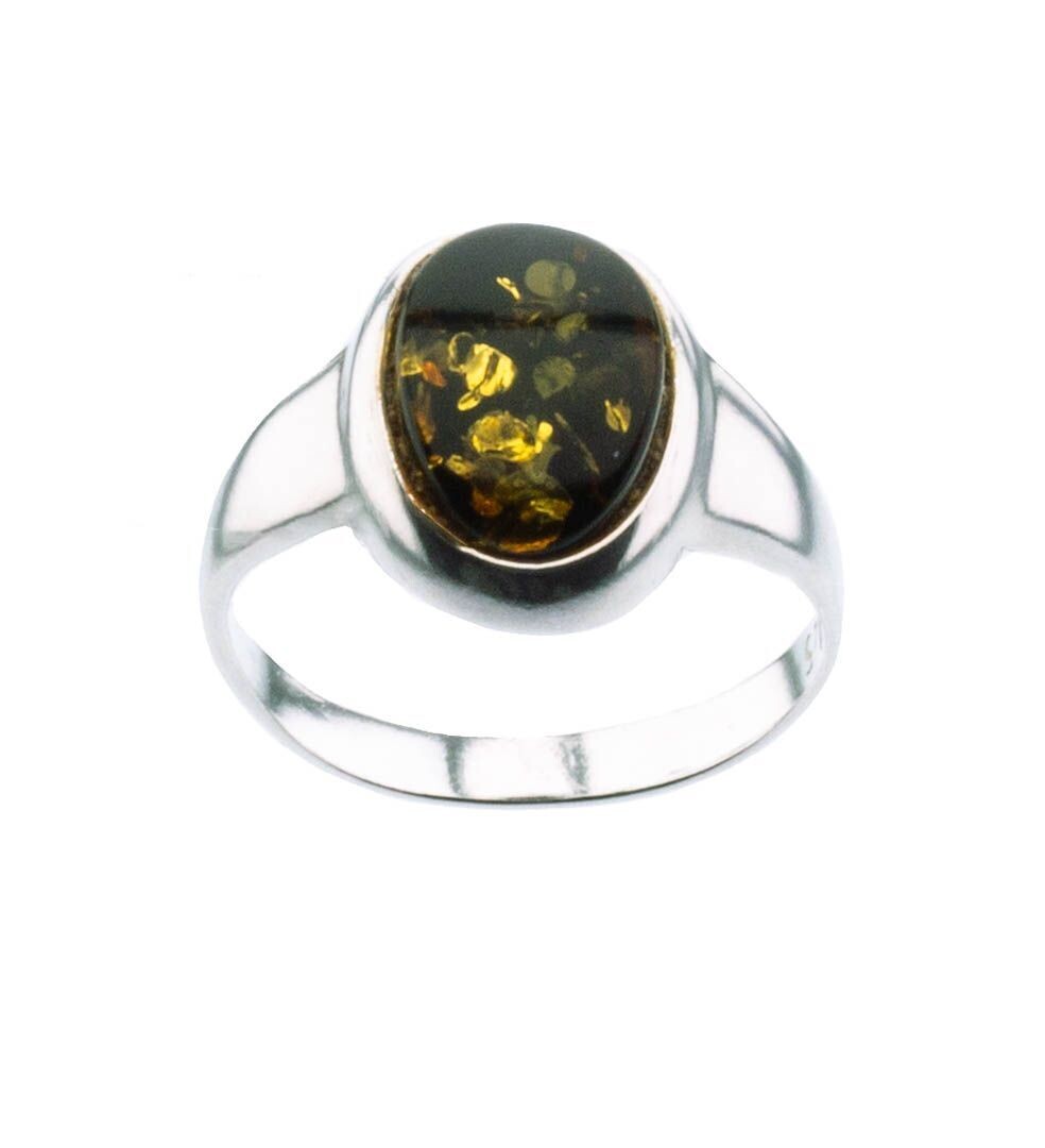 Bernstein Ring mit Silber 925