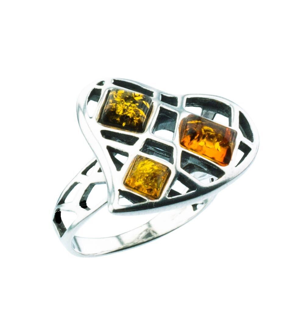 Bernstein Ring mit Silber 925