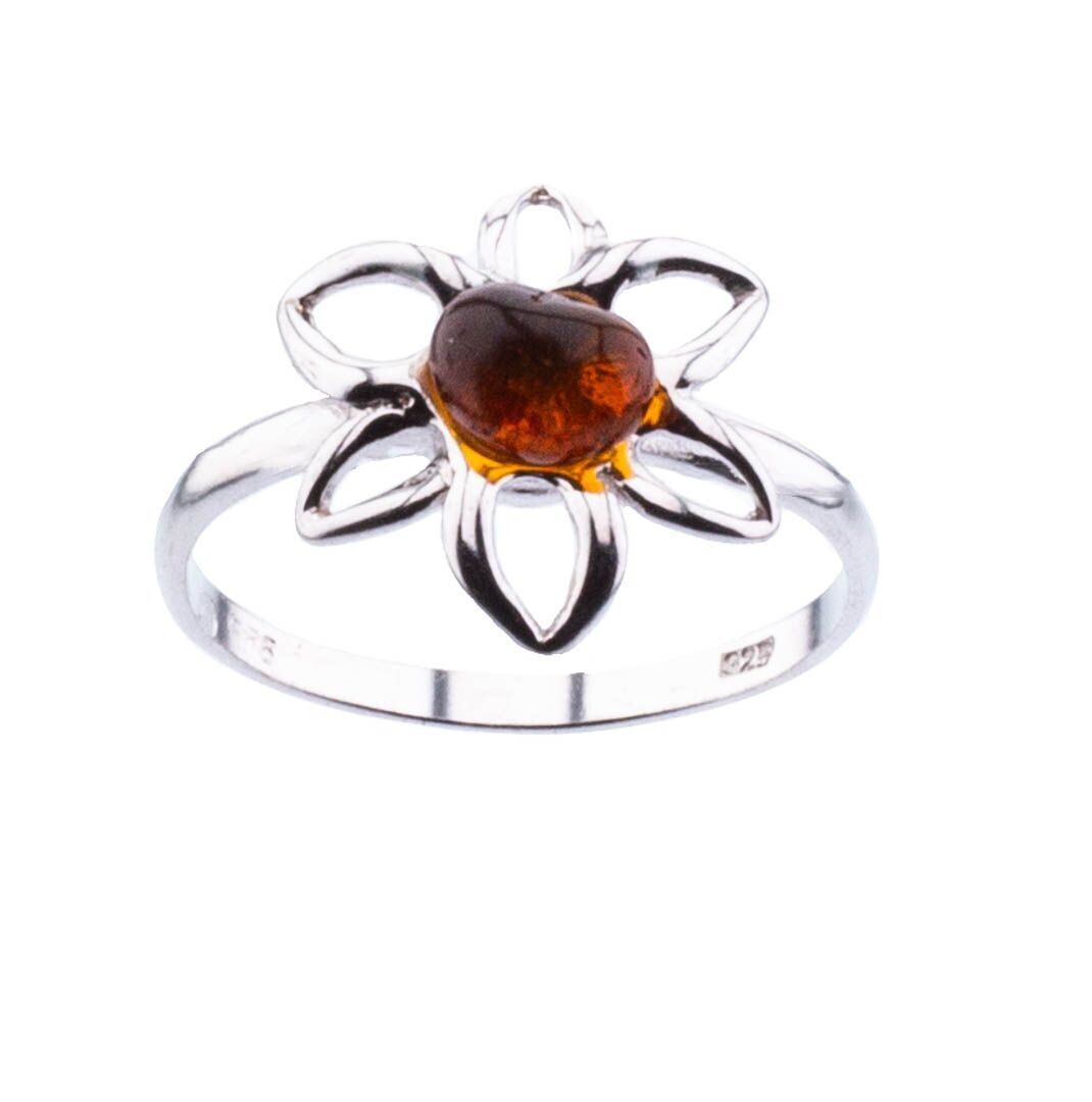 Bernstein Ring mit Silber 925