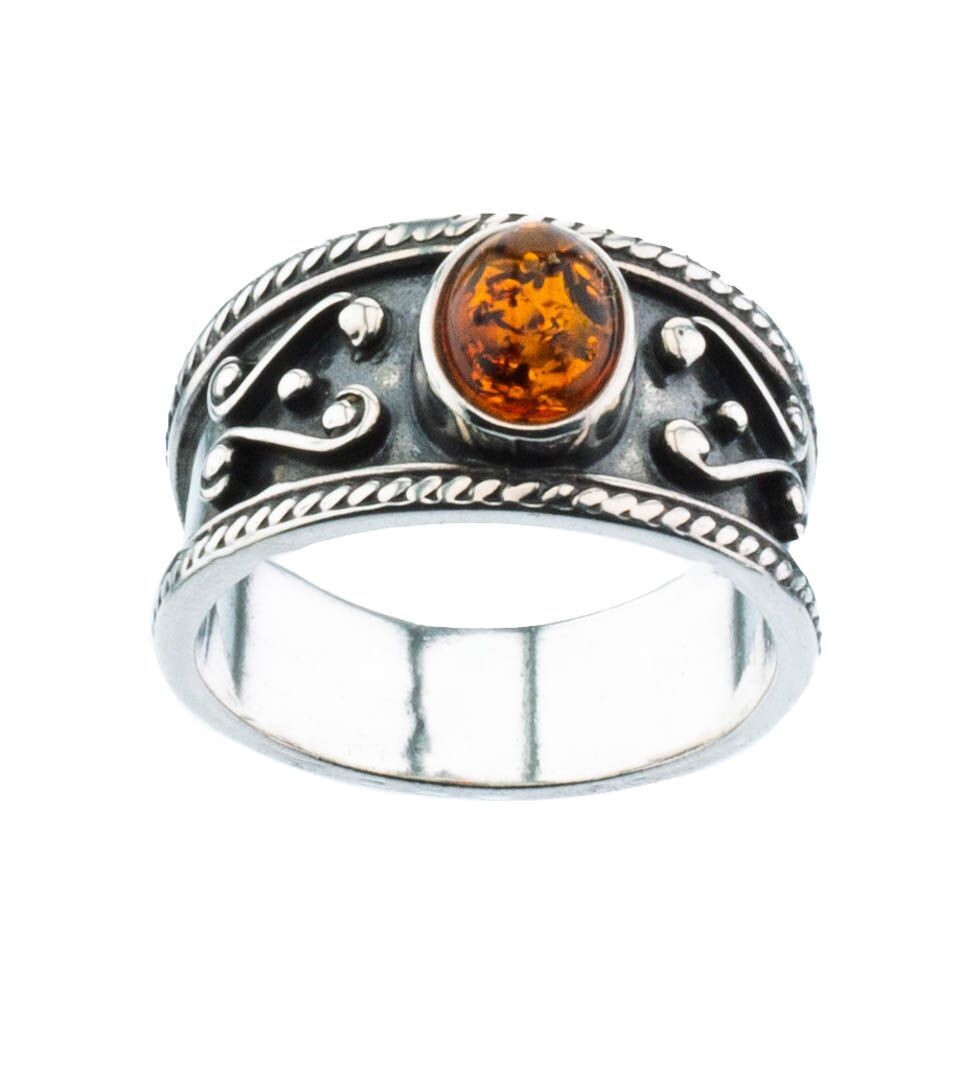 Bernstein Ring mit Silber 925