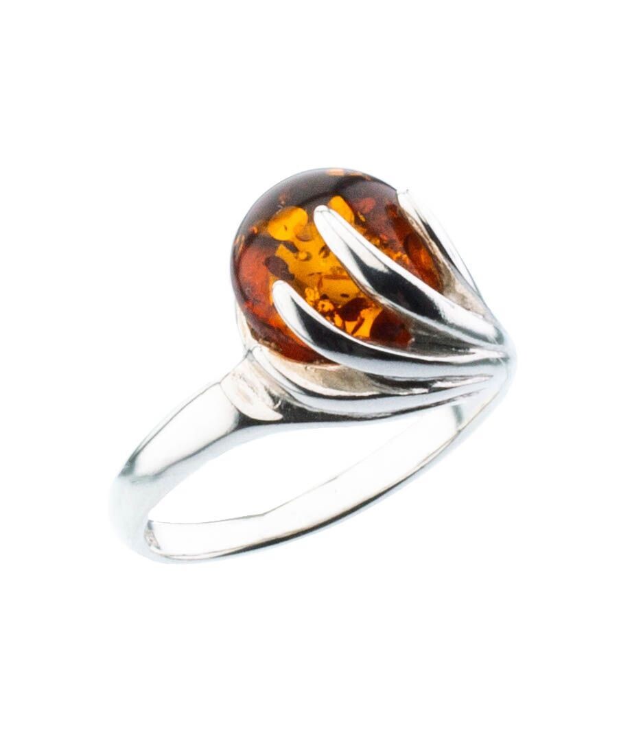 Bernstein Ring mit Silber 925
