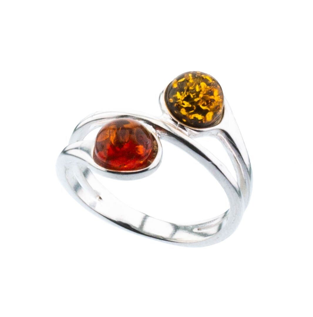 Bernstein Ring mit Silber 925