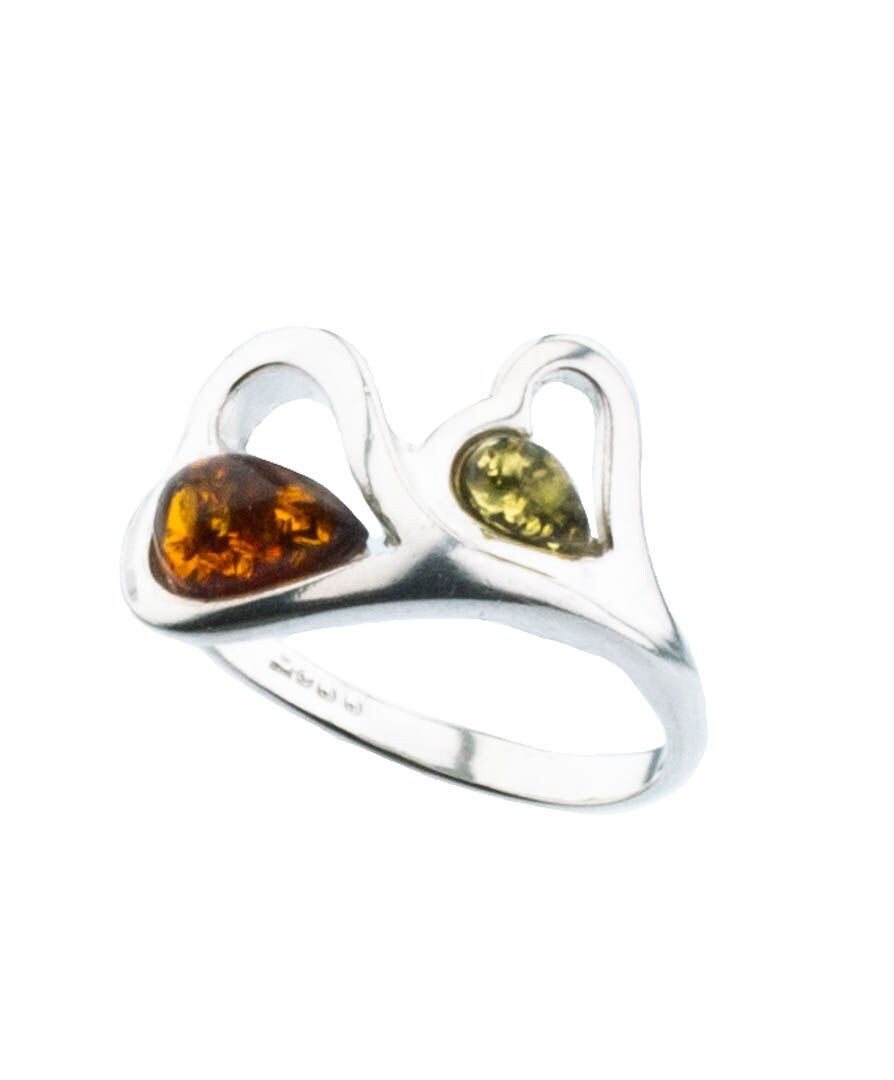 Bernstein Ring mit Silber 925