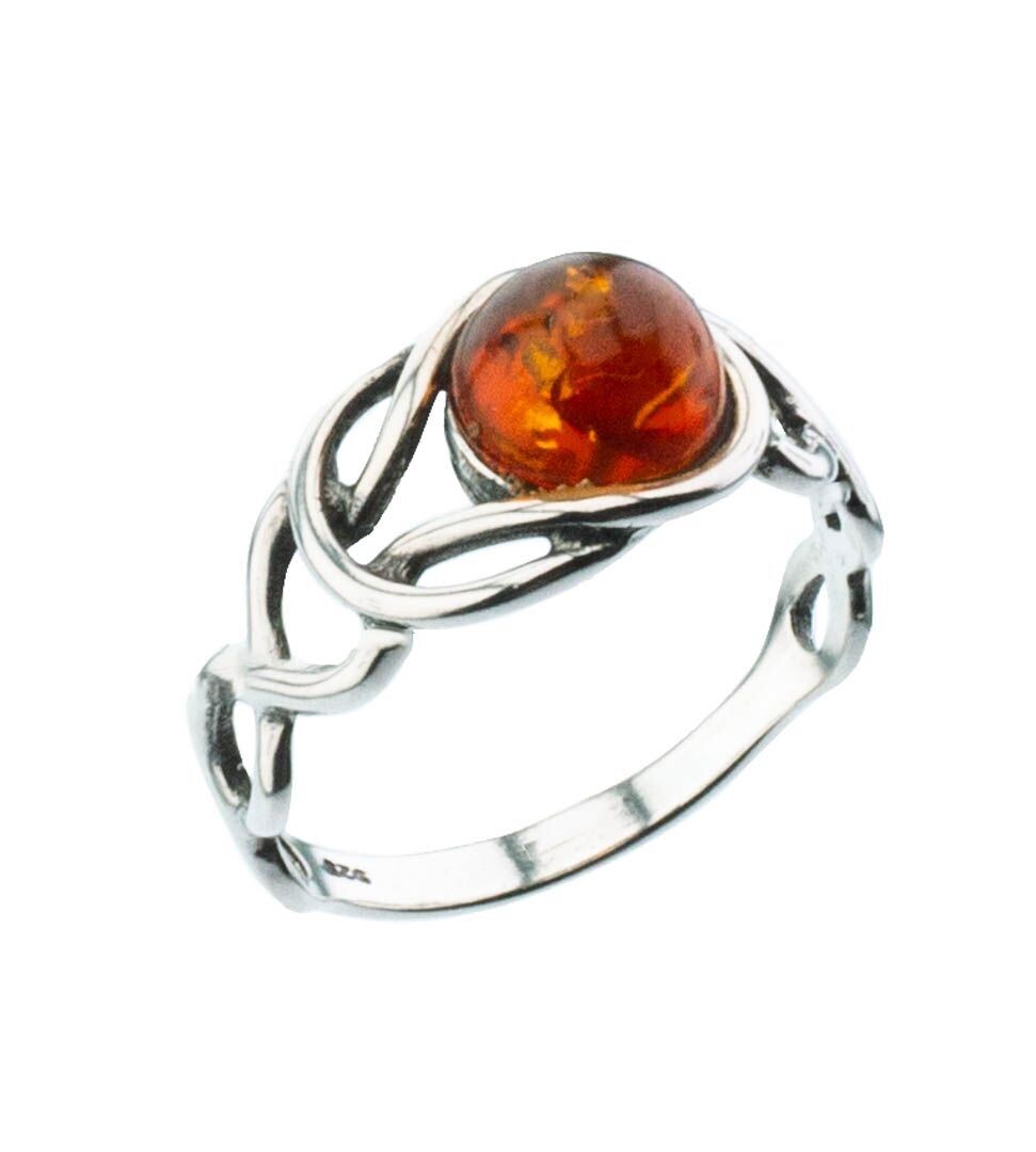 Bernstein Ring mit Silber 925