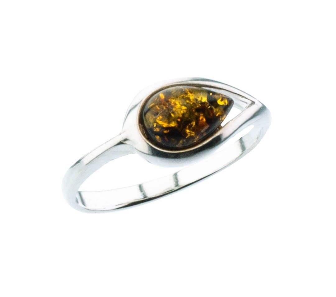 Bernstein Ring mit Silber 925