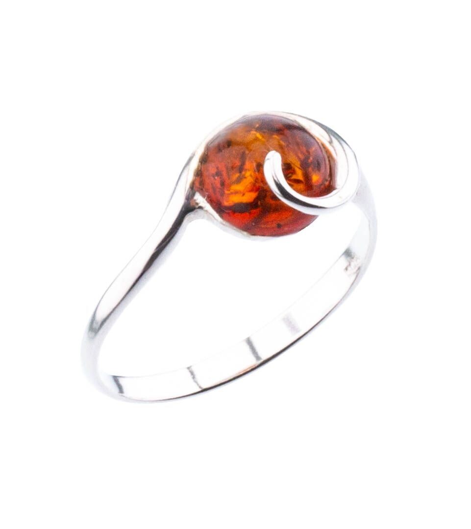 Bernstein Ring mit Silber 925