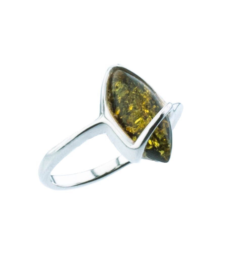 Bernstein Ring mit Silber 925