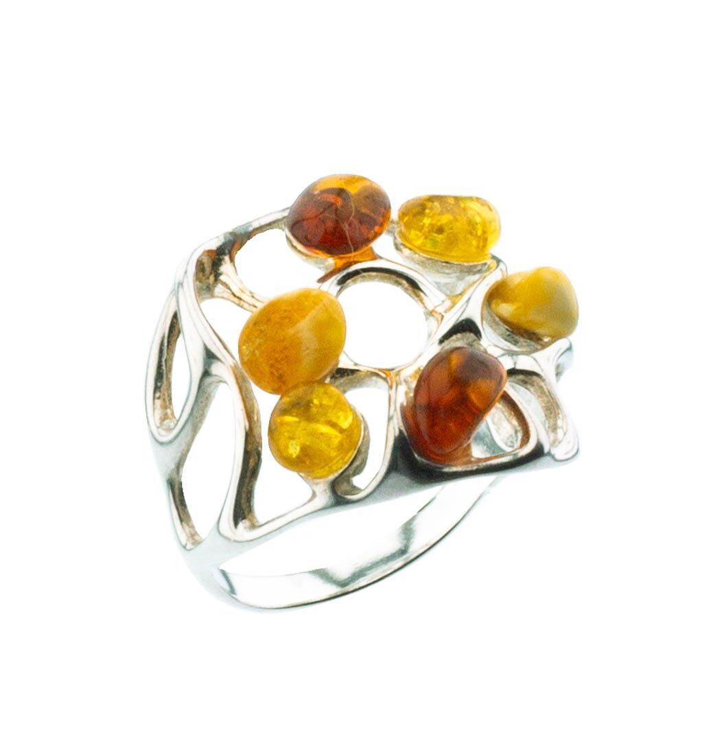 Bernstein Ring mit Silber 925