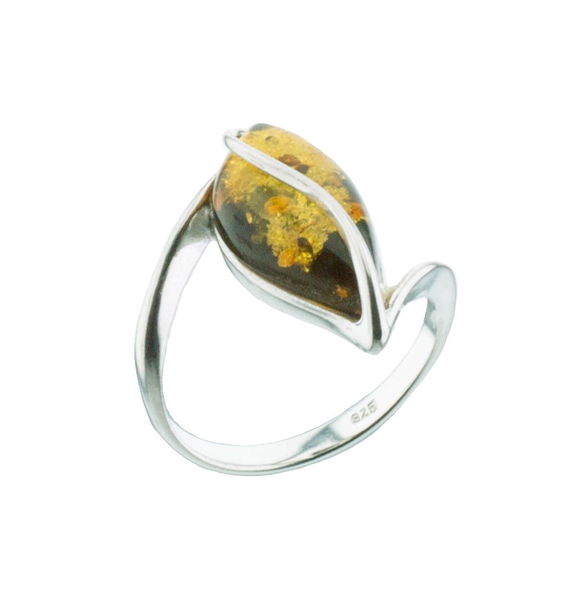 Bernstein Ring mit Silber 925