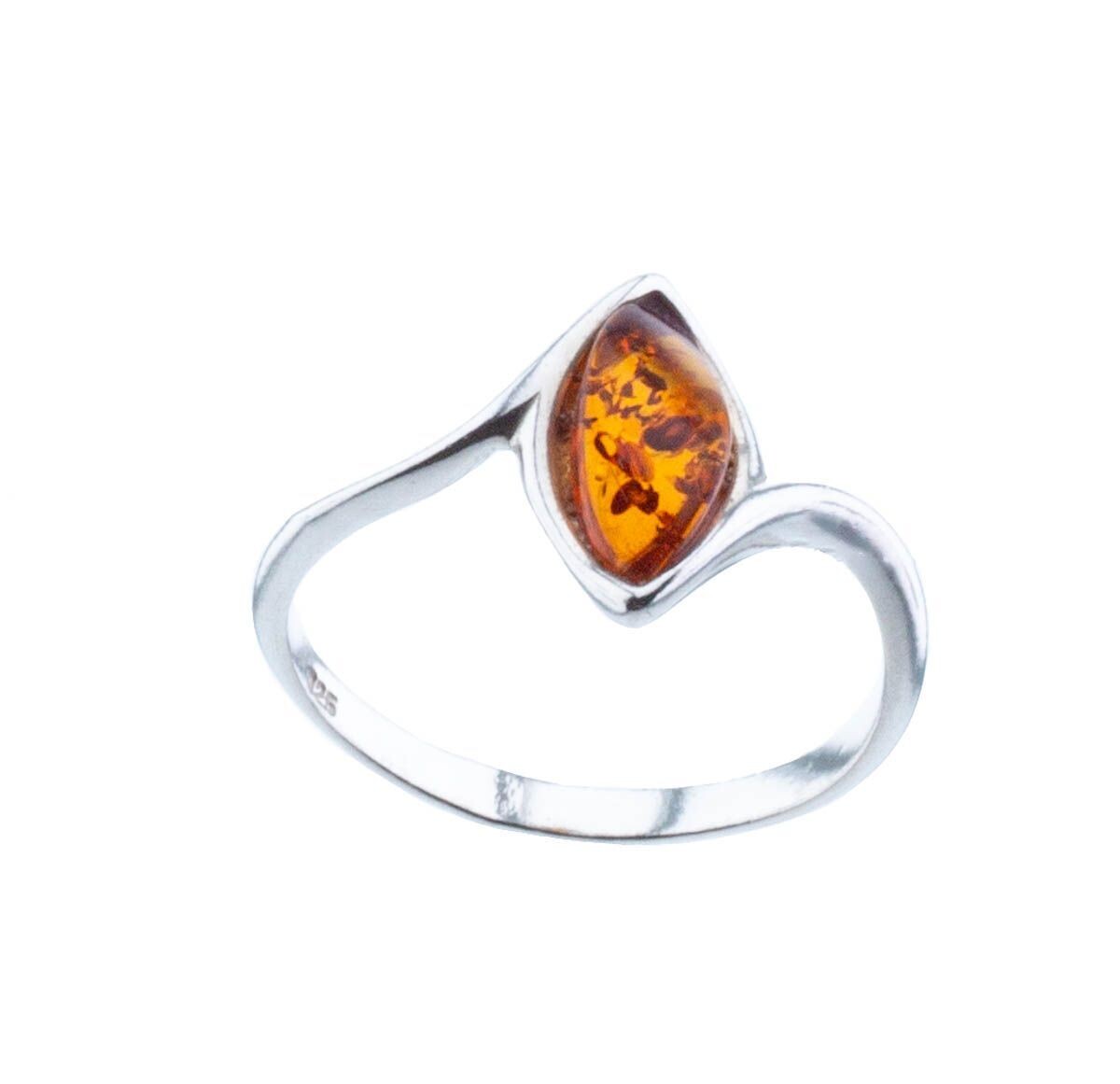 Bernstein Ring mit Silber 925