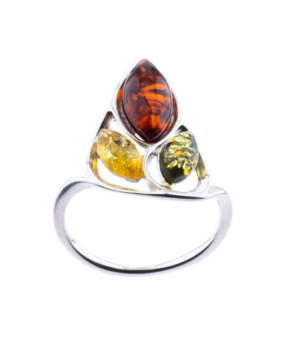 Bernstein Ring mit Silber 925