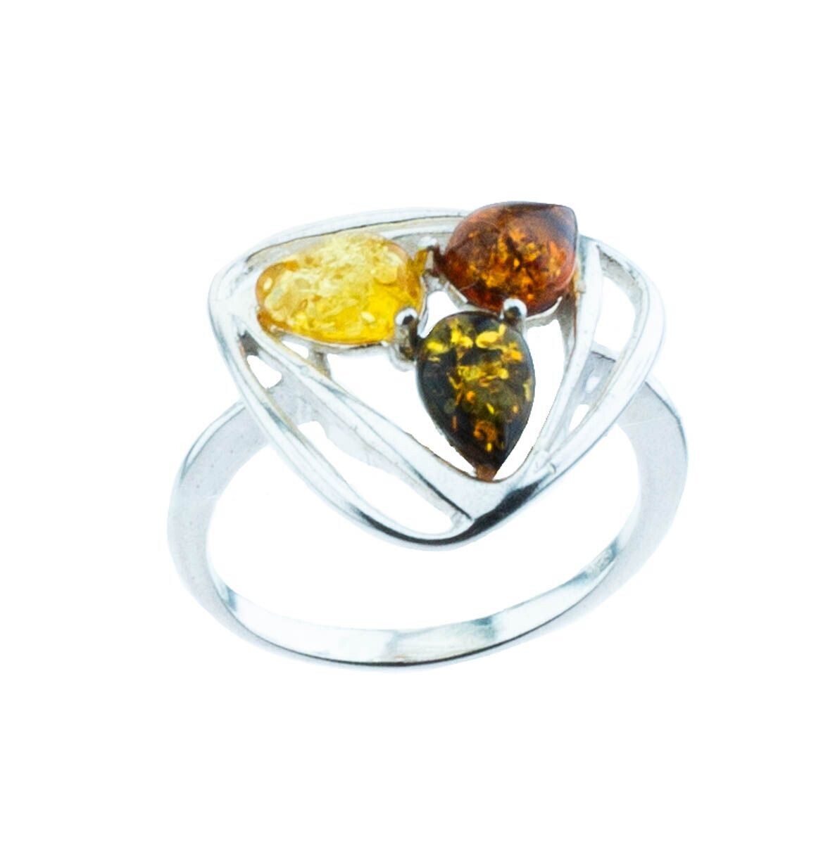 Bernstein Ring mit Silber 925