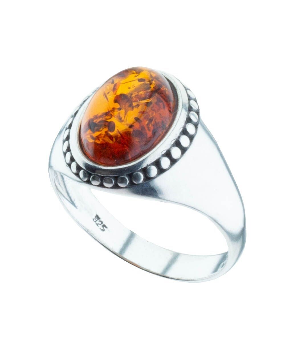 Bernstein Ring mit Silber 925