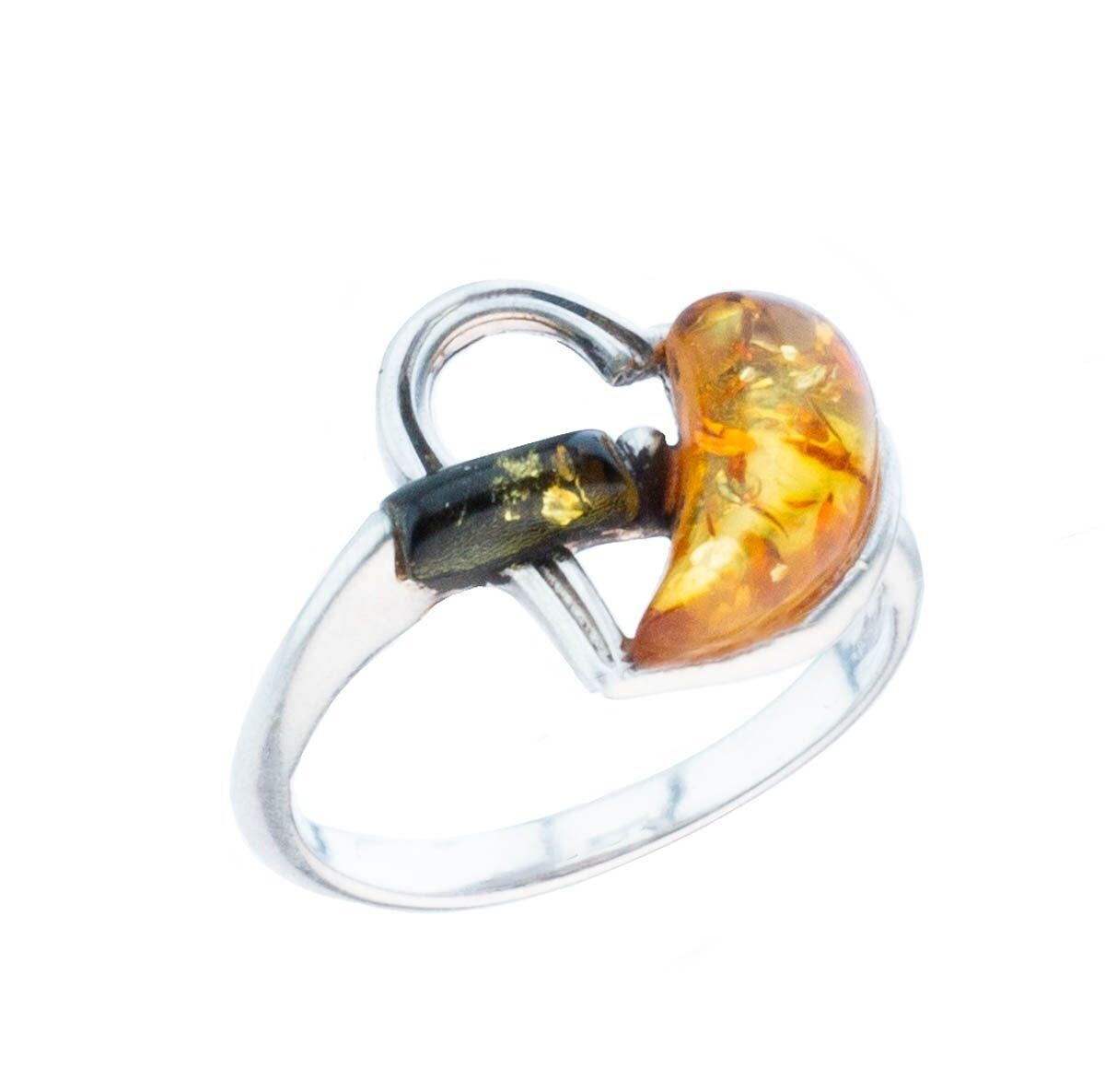 Bernstein Ring mit Silber 925