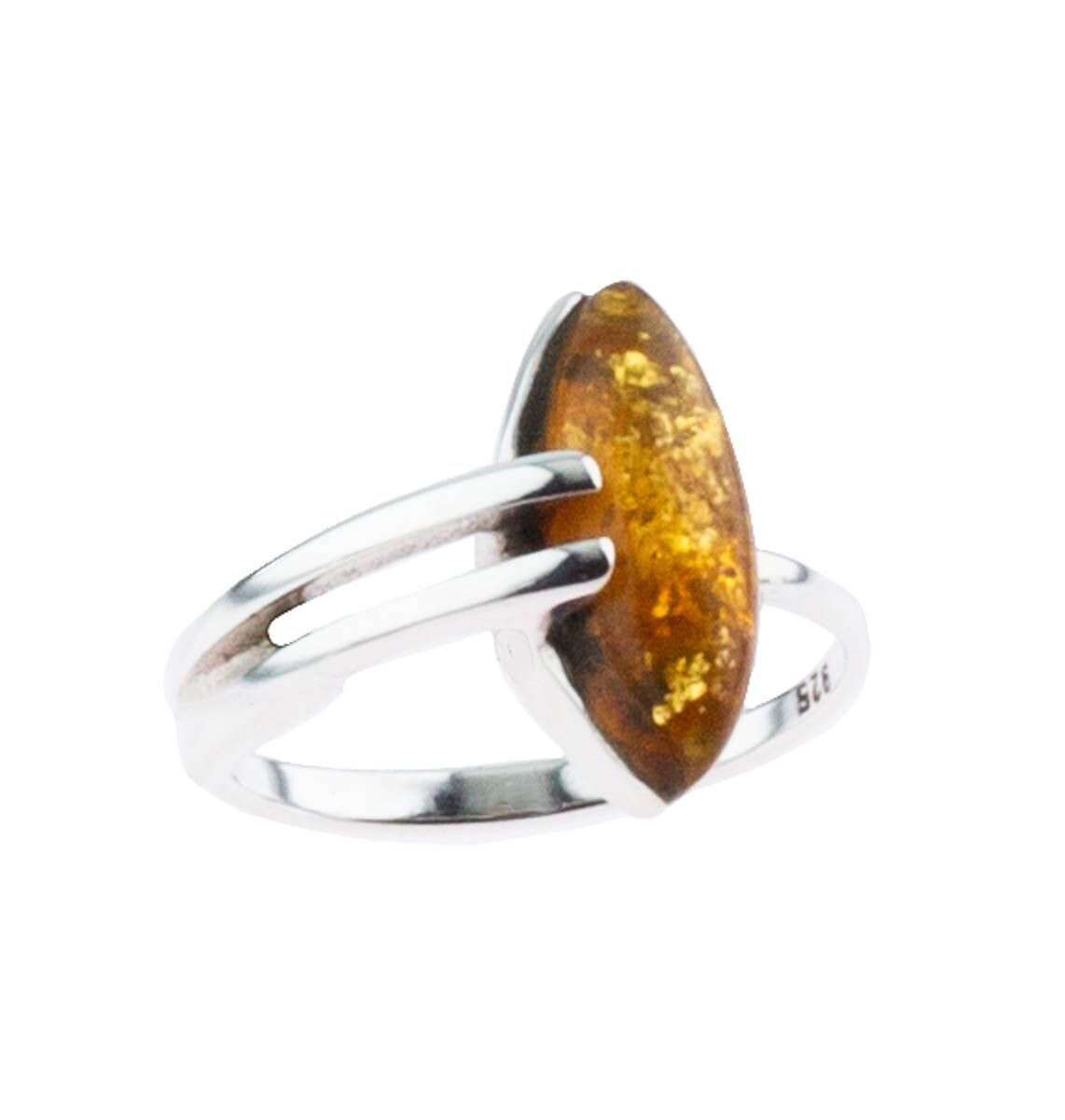 Bernstein Ring mit Silber 925