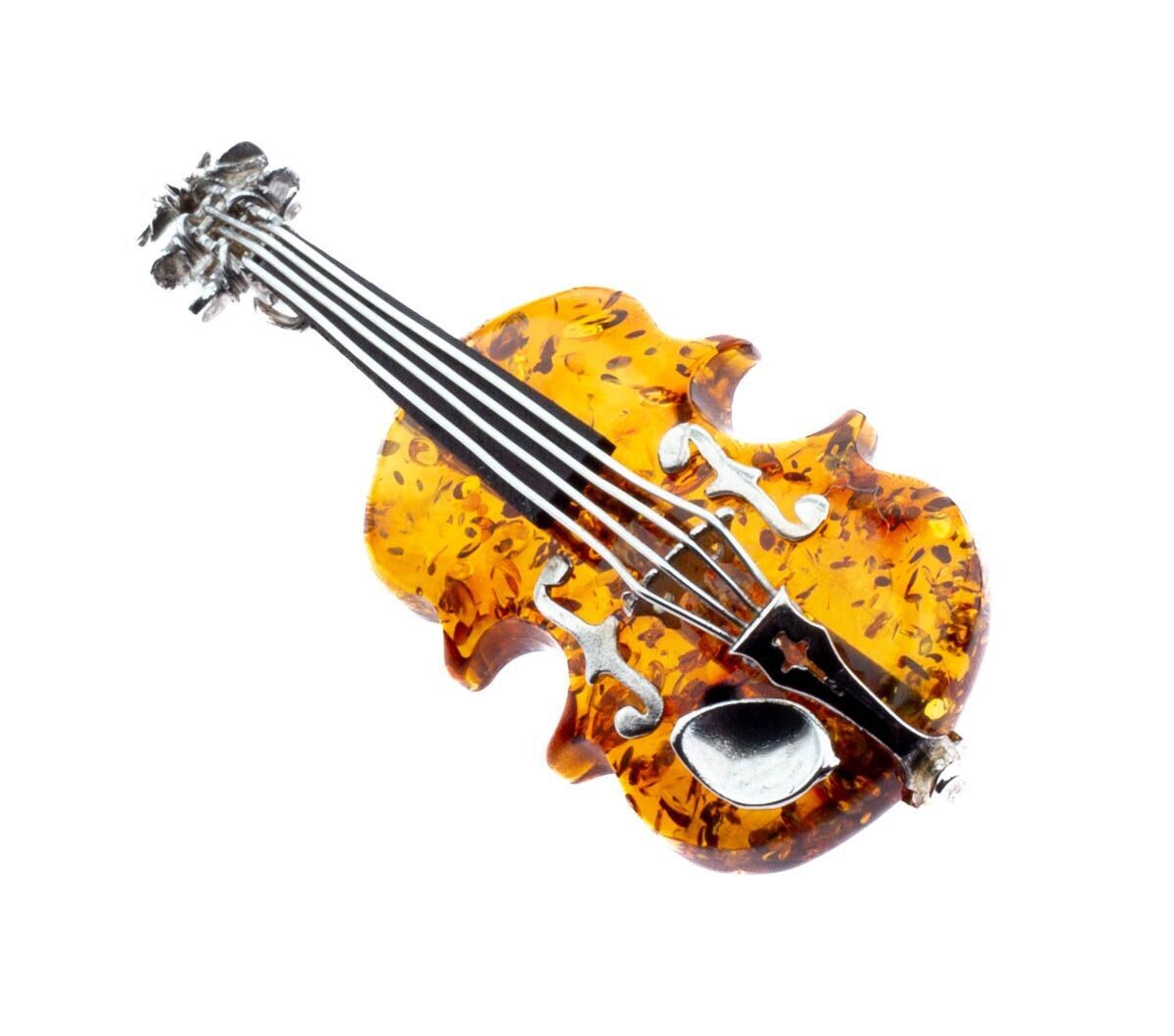 Bernstein Brosche mit Silber 925