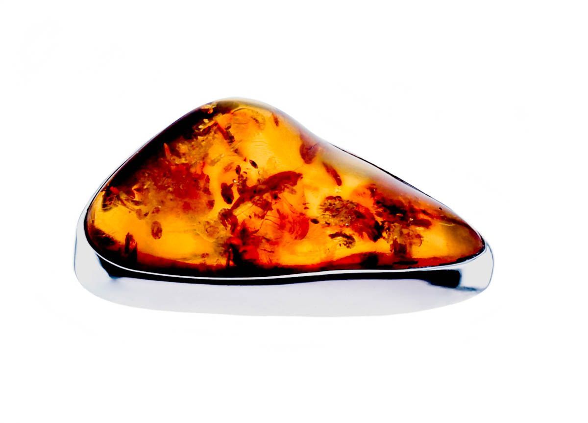 Bernstein Brosche mit Silber 925