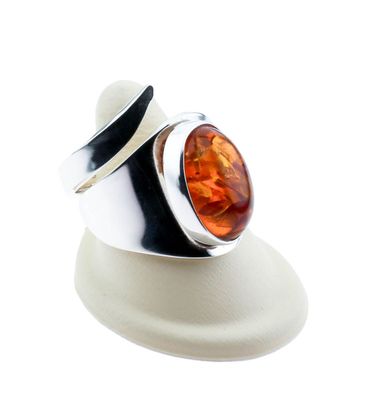 Bernstein Ring mit Silber 925