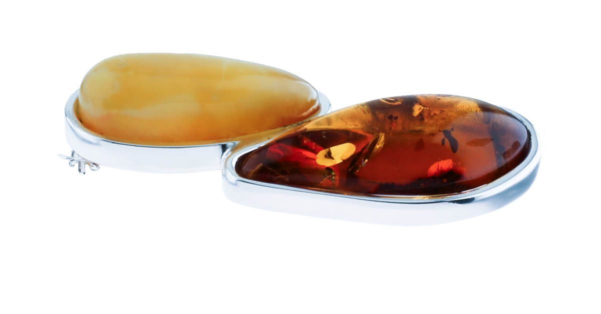 Bernstein Brosche mit Silber 925