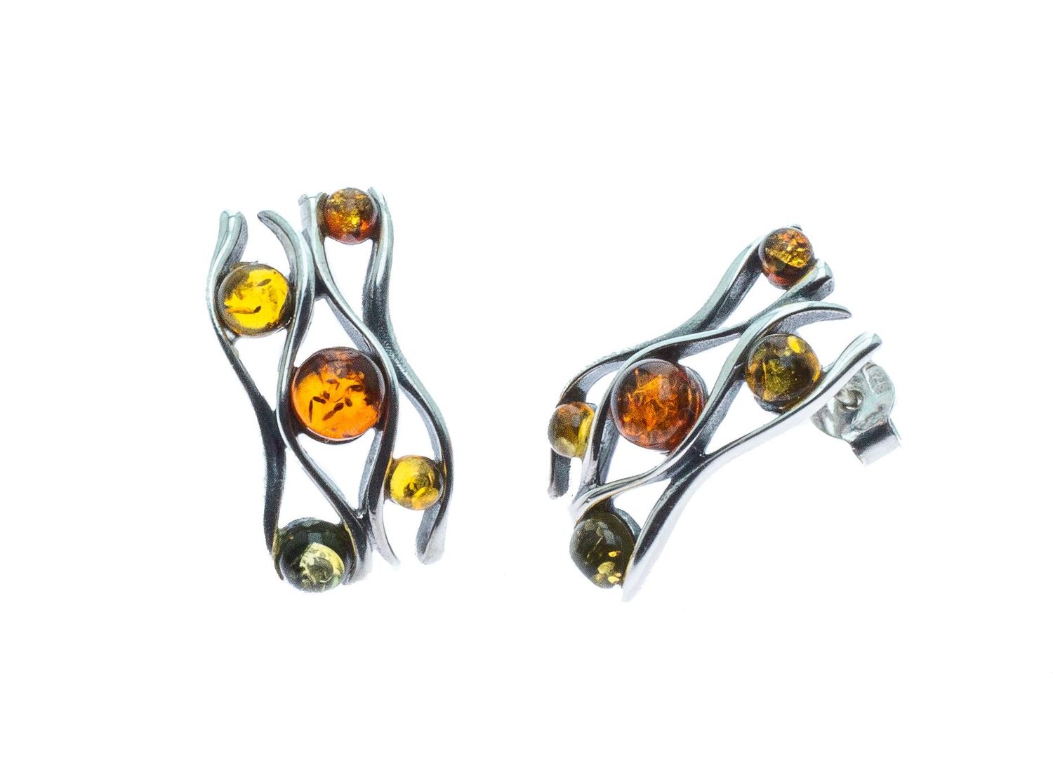Bernstein Ohrringe Ohrstecker mit Silber 925.
