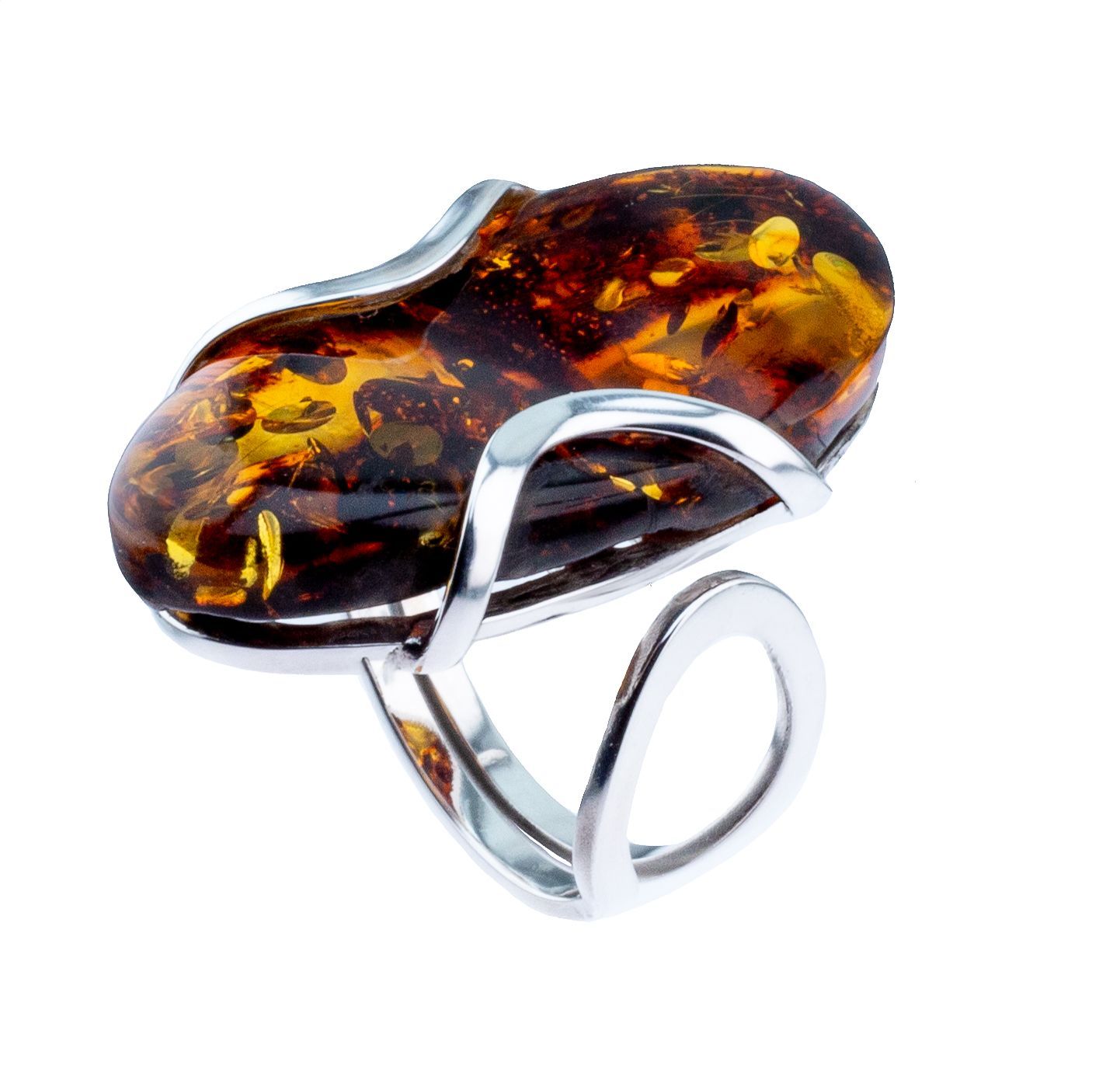 Bernstein Ring mit Silber 925
