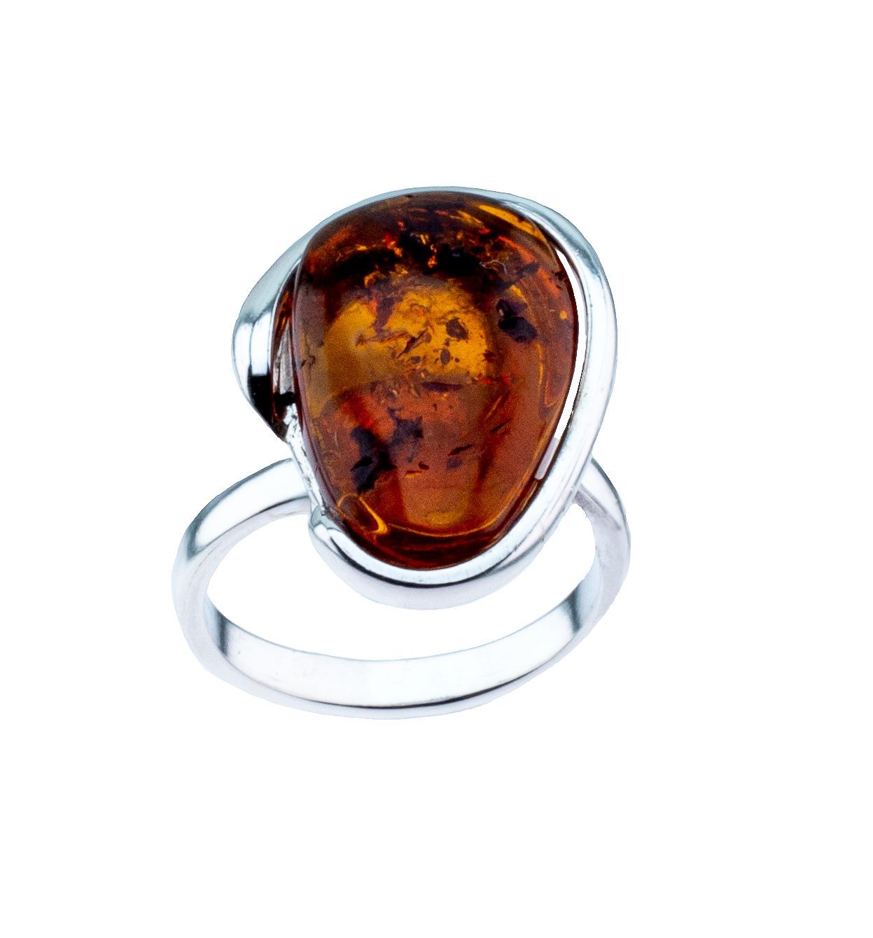 Bernstein Ring mit Silber 925