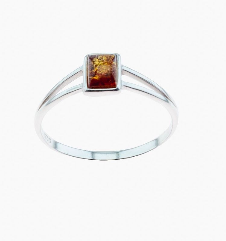 Bernstein Ring mit Silber 925