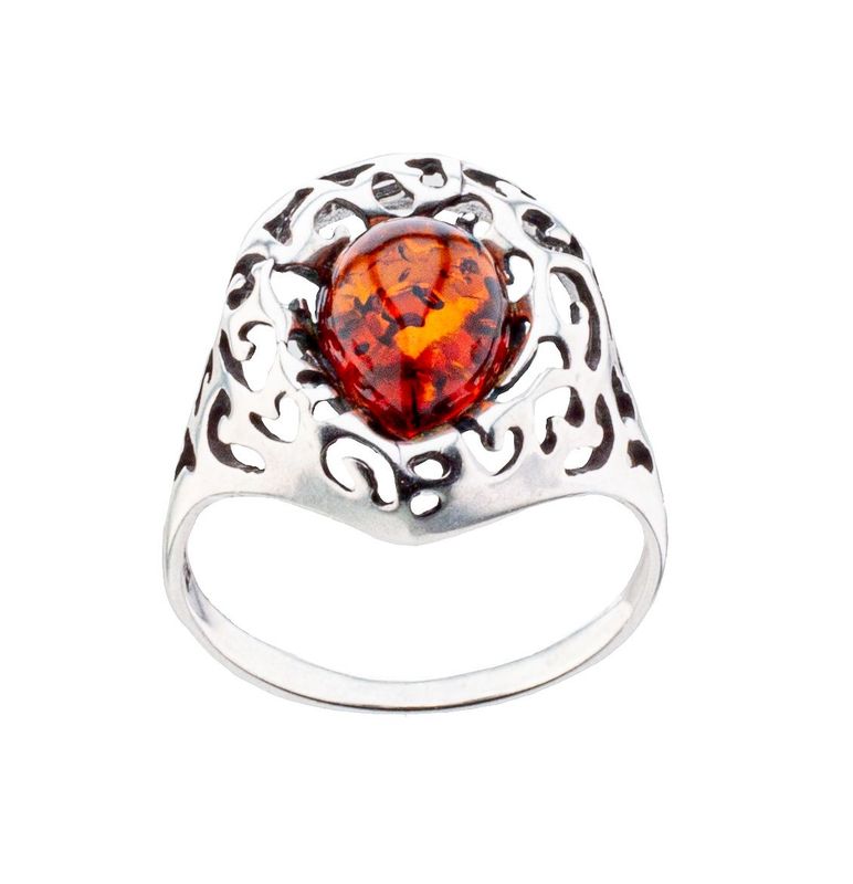 Bernstein Ring mit Silber 925