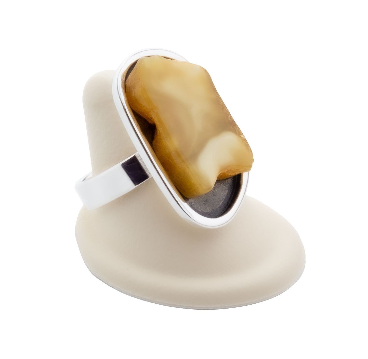 Bernstein Ring mit Silber 925