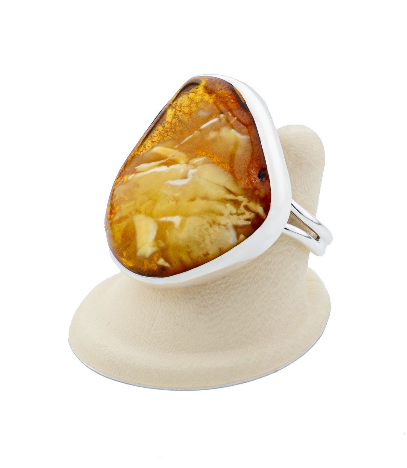 Bernstein Ring mit Silber 925