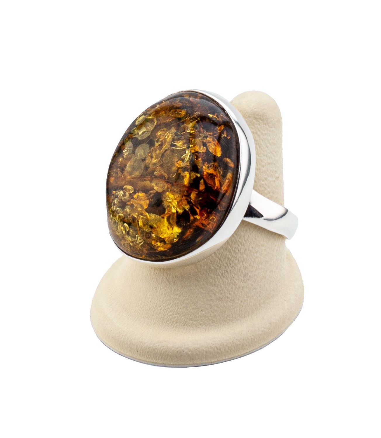 Bernstein Ring mit Silber 925