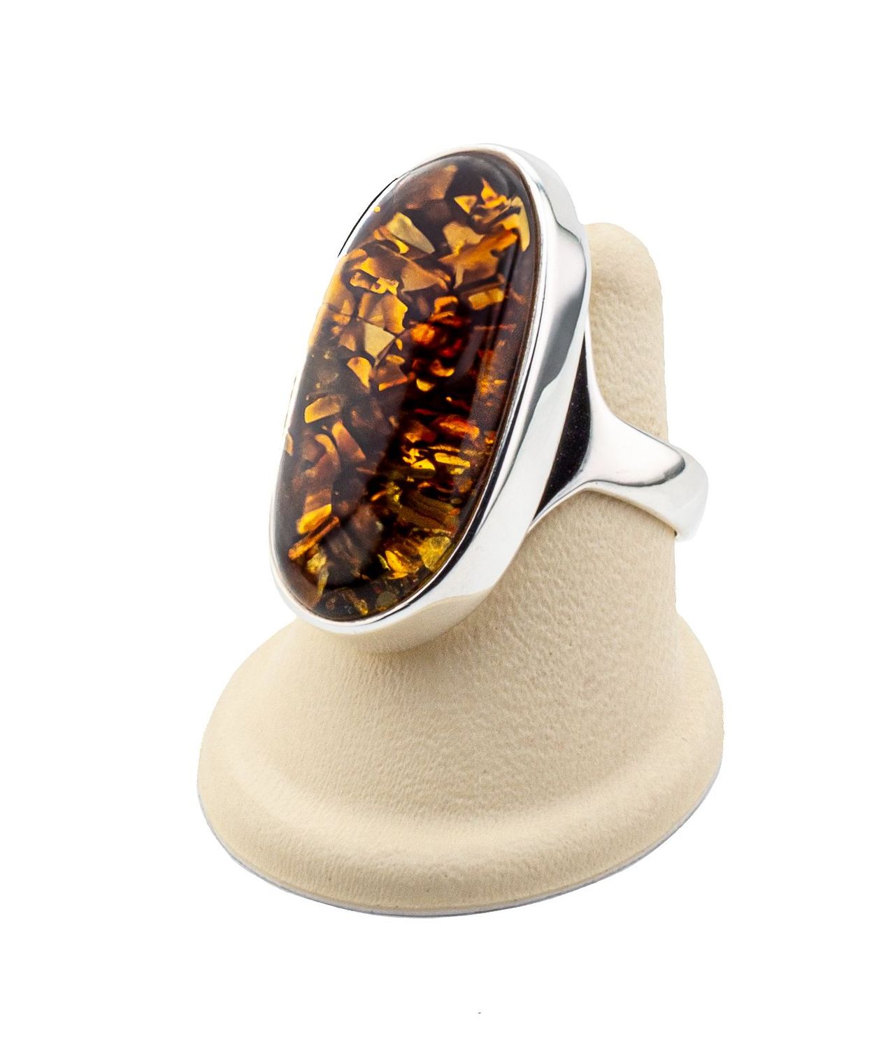 Bernstein Ring mit Silber 925