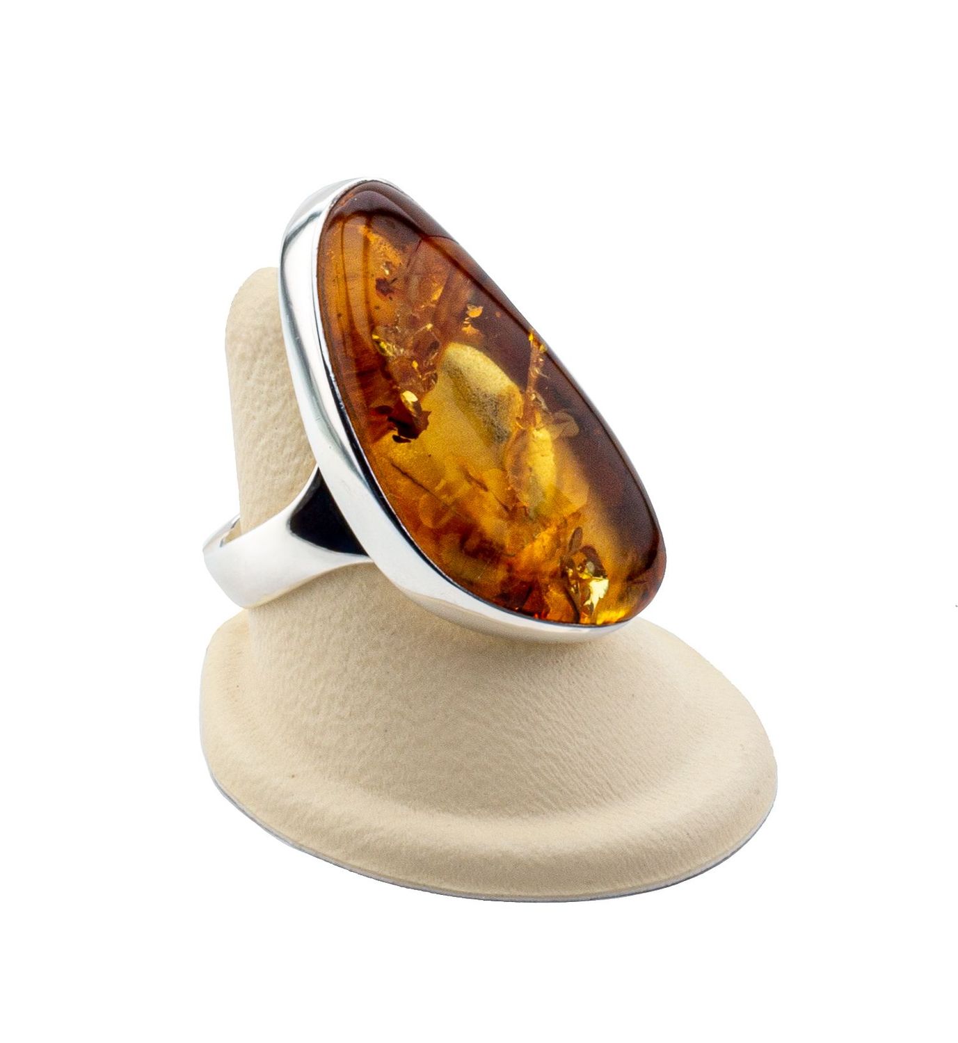 Bernstein Ring mit Silber 925