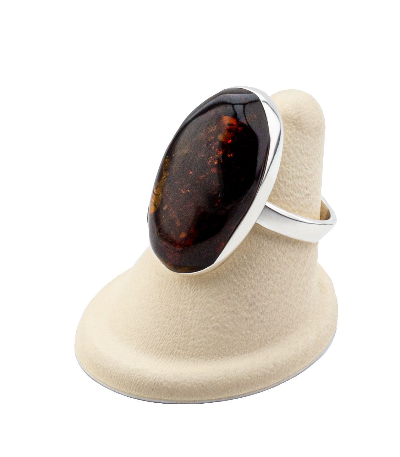 Bernstein Ring mit Silber 925