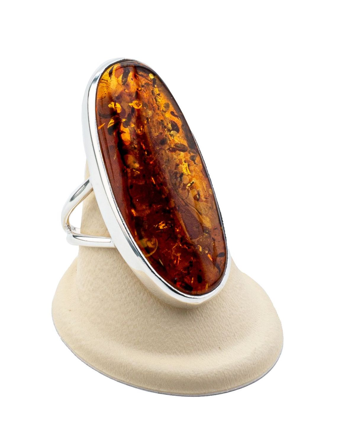 Bernstein Ring mit Silber 925